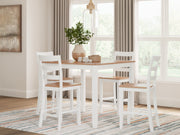 Gesthaven Natural/White Counter Height Dining Table and 4 Barstools (Set of 5) - D398-223