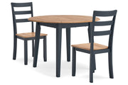 Gesthaven Natural/Blue Dining Table and 2 Chairs - Gate FurnitureDining Room Set