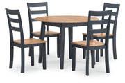 Gesthaven Natural/Blue Dining Table and 4 Chairs - Gate FurnitureDining Room Set