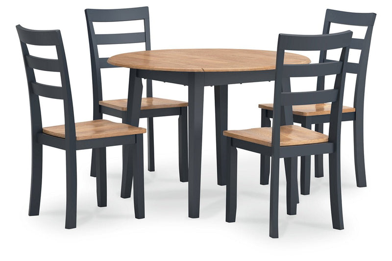 Gesthaven Natural/Blue Dining Table and 4 Chairs - Gate FurnitureDining Room Set