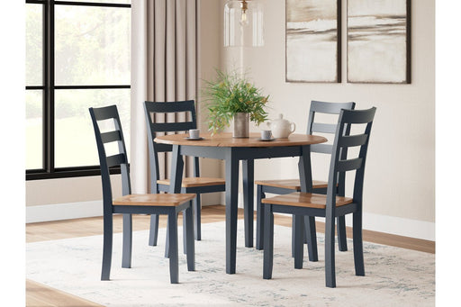 Gesthaven Natural/Blue Dining Table and 4 Chairs - Gate FurnitureDining Room Set