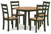 Gesthaven Natural/Green Dining Table and 4 Chairs - Gate FurnitureDining Room Set
