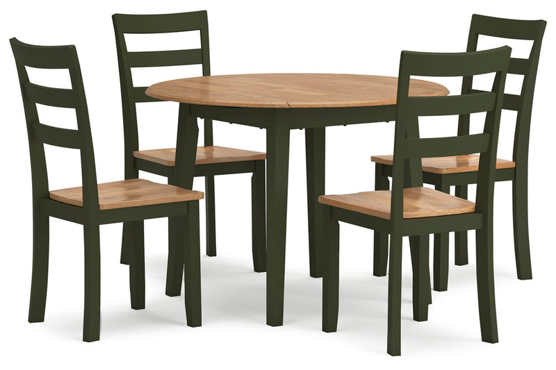 Gesthaven Natural/Green Dining Table and 4 Chairs - Gate FurnitureDining Room Set