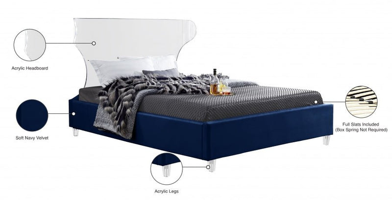 Ghost Velvet Full Bed Blue - GhostNavy-F