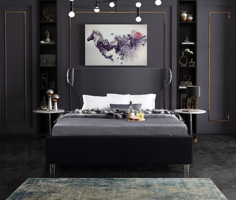 Ghost Velvet King Bed Black - Gate FurnitureKing Bed