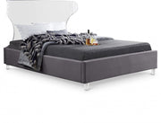 Ghost Velvet King Bed Grey - Gate FurnitureKing Bed