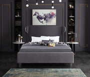Ghost Velvet King Bed Grey - Gate FurnitureKing Bed