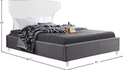 Ghost Velvet King Bed Grey - Gate FurnitureKing Bed