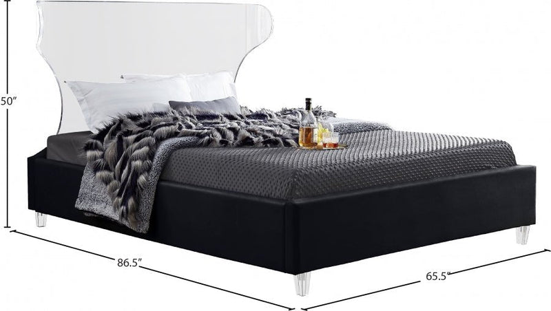 Ghost Velvet Queen Bed Black - Gate FurnitureQueen Bed