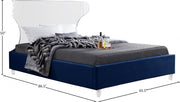 Ghost Velvet Queen Bed Blue - Gate FurnitureQueen Bed