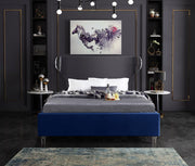 Ghost Velvet Queen Bed Blue - Gate FurnitureQueen Bed