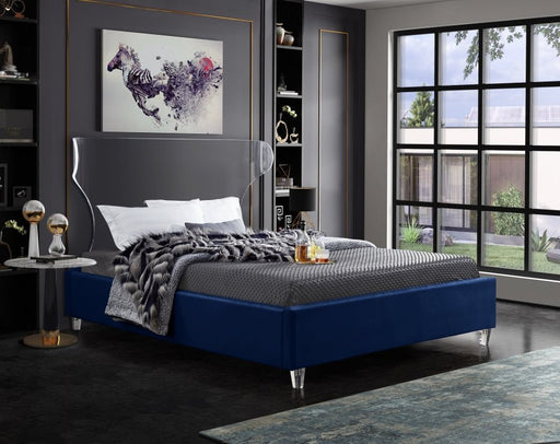 Ghost Velvet Queen Bed Blue - Gate FurnitureQueen Bed