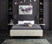 Ghost Velvet Queen Bed Cream - Gate FurnitureQueen Bed