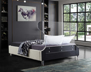 Ghost Velvet Queen Bed Cream - Gate FurnitureQueen Bed