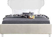 Ghost Velvet Queen Bed Cream - Gate FurnitureQueen Bed
