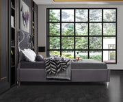 Ghost Velvet Queen Bed Grey - Gate FurnitureQueen Bed