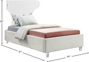 Ghost Velvet Twin Bed Cream - Gate FurnitureTwin Bed