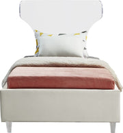Ghost Velvet Twin Bed Cream - Gate FurnitureTwin Bed