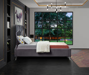 Ghost Velvet Twin Bed Grey - Gate FurnitureTwin Bed