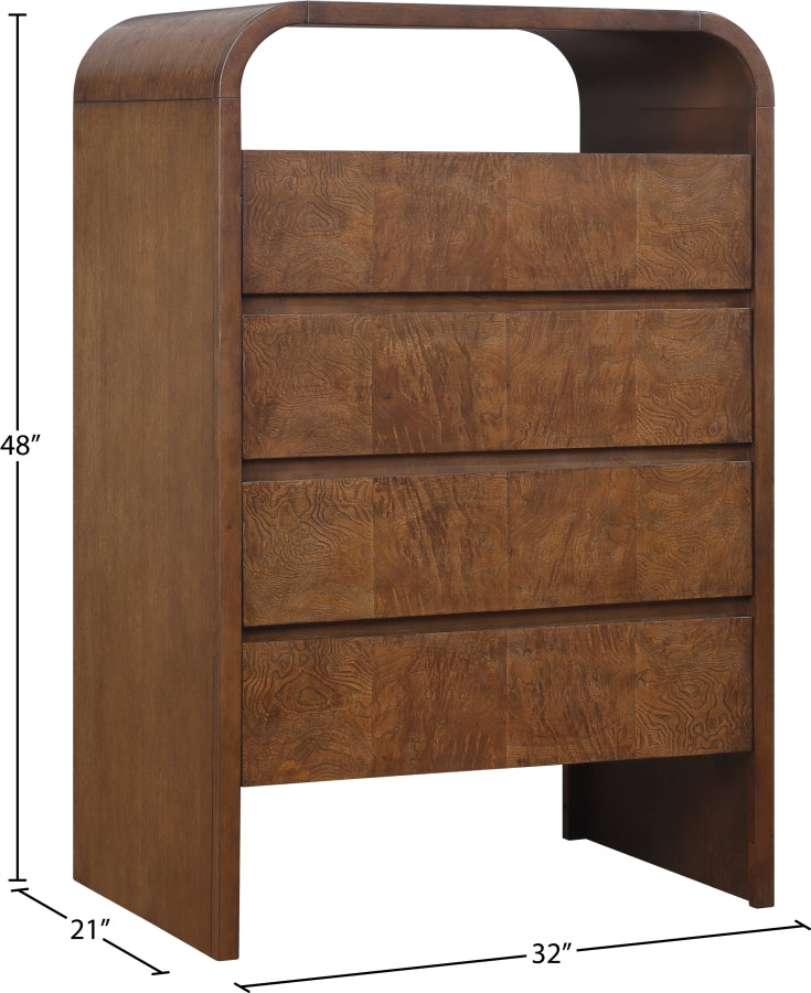 Giada Solid Wood And Veneer Chest in Brown - 843Brown-CH