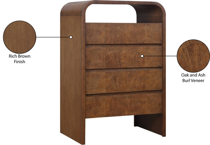 Giada Solid Wood And Veneer Chest in Brown - 843Brown-CH