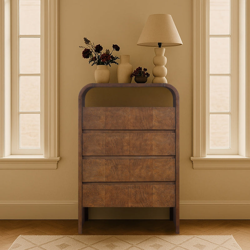 Giada Solid Wood And Veneer Chest in Brown - 843Brown-CH
