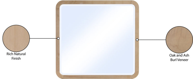 Giada Solid Wood And Veneer Mirror in Natural - 843Natural-M