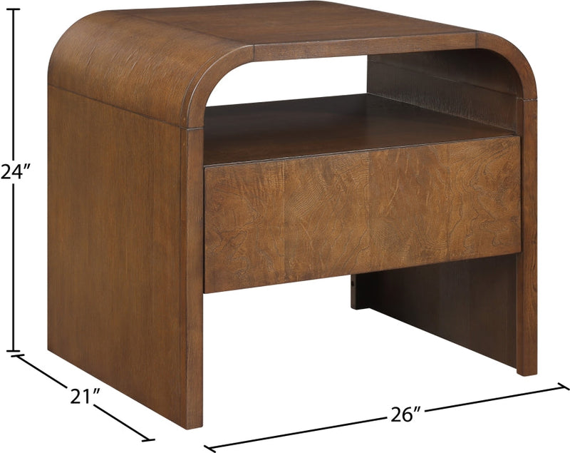 Giada Solid Wood And Veneer Nightstand in Brown - 843Brown-NS