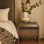 Giada Solid Wood And Veneer Nightstand in Brown - 843Brown-NS