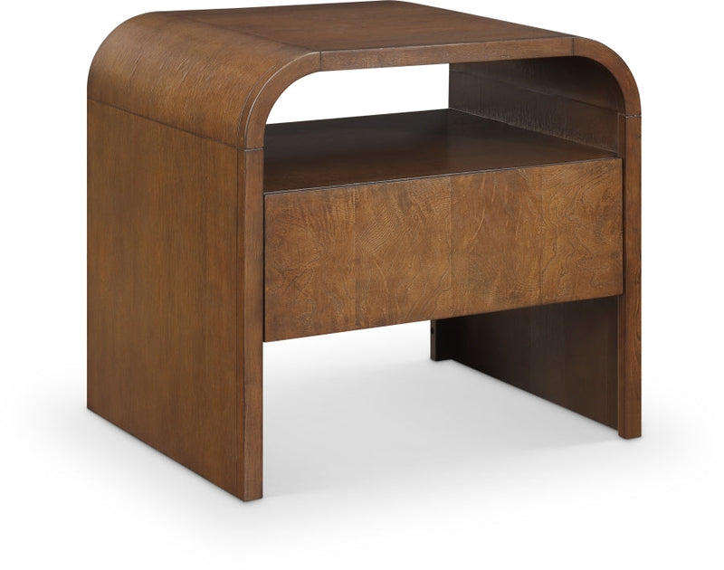 Giada Solid Wood And Veneer Nightstand in Brown - 843Brown-NS