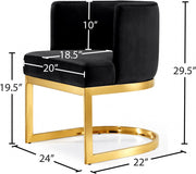 Gianna Velvet Upholstered Dining Chair in Black - 718Black-C