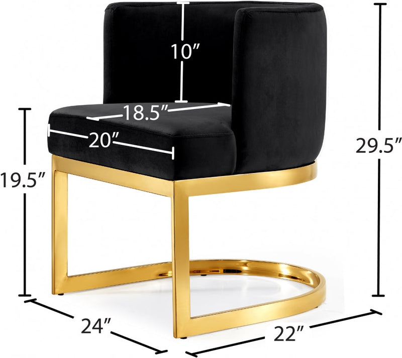 Gianna Velvet Upholstered Dining Chair in Black - 718Black-C