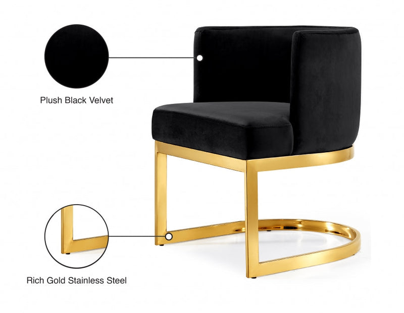 Gianna Velvet Upholstered Dining Chair in Black - 718Black-C