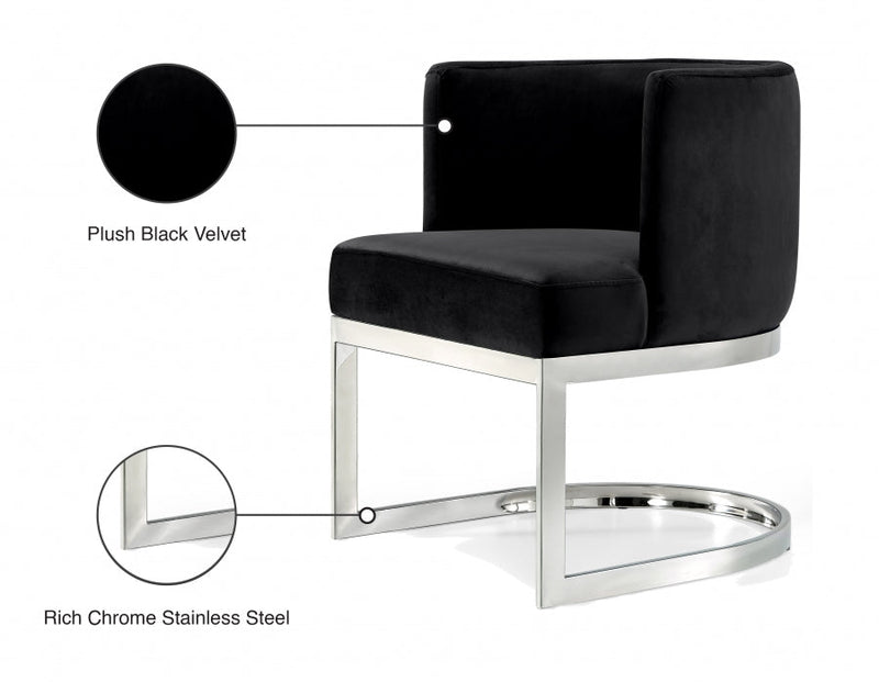Gianna Velvet Upholstered Dining Chair in Black - 734Black-C