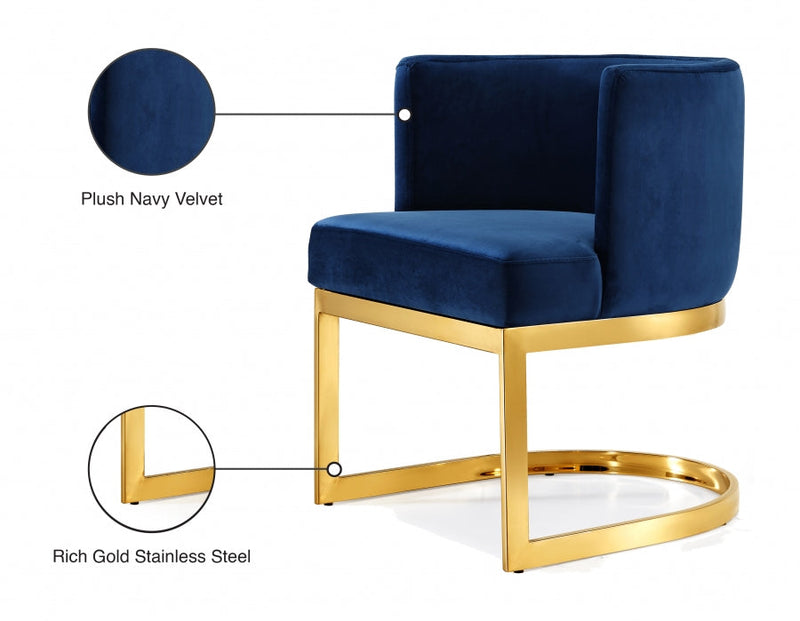 Gianna Velvet Upholstered Dining Chair in Blue - 718Navy-C