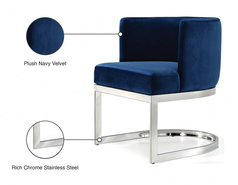 Gianna Velvet Upholstered Dining Chair in Blue - 734Navy-C