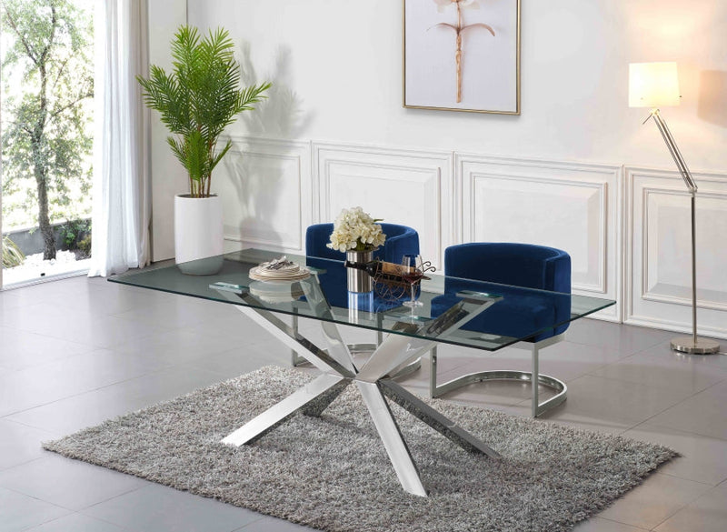 Gianna Velvet Upholstered Dining Chair in Blue - 734Navy-C
