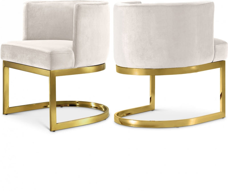 Gianna Velvet Upholstered Dining Chair in Cream - 718Cream-C