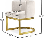 Gianna Velvet Upholstered Dining Chair in Cream - 718Cream-C