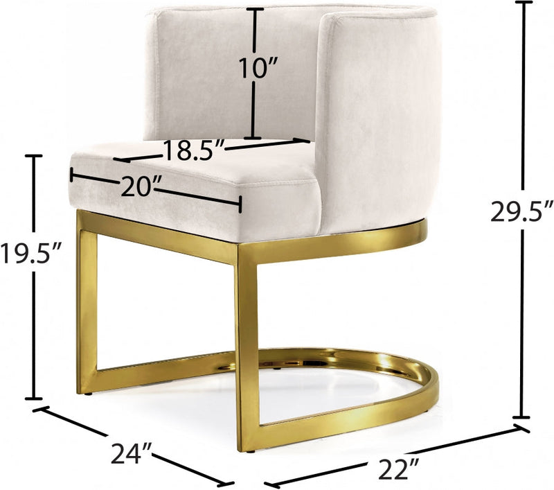 Gianna Velvet Upholstered Dining Chair in Cream - 718Cream-C