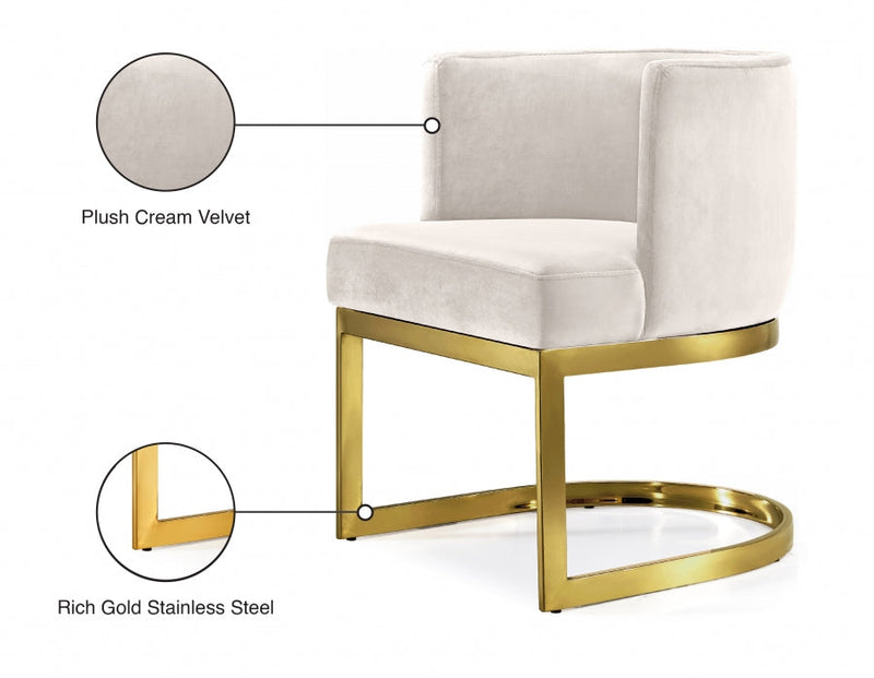 Gianna Velvet Upholstered Dining Chair in Cream - 718Cream-C