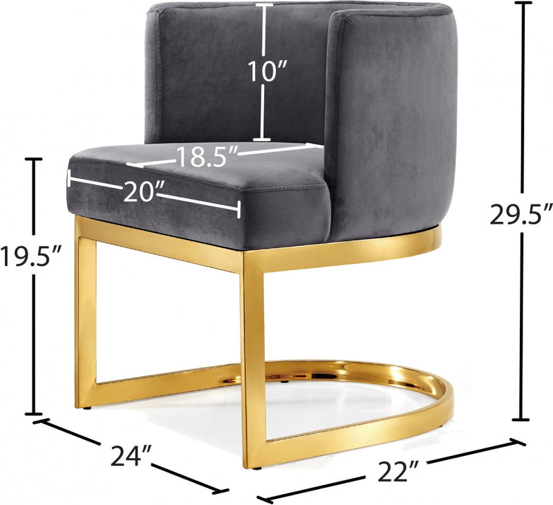 Gianna Velvet Upholstered Dining Chair in Grey - 718Grey-C