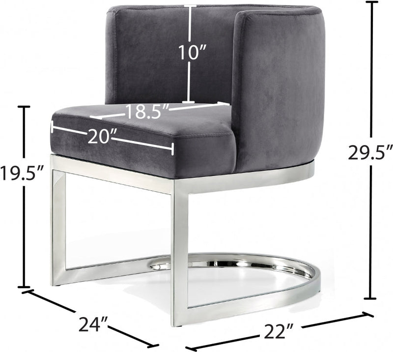Gianna Velvet Upholstered Dining Chair in Grey - 734Grey-C