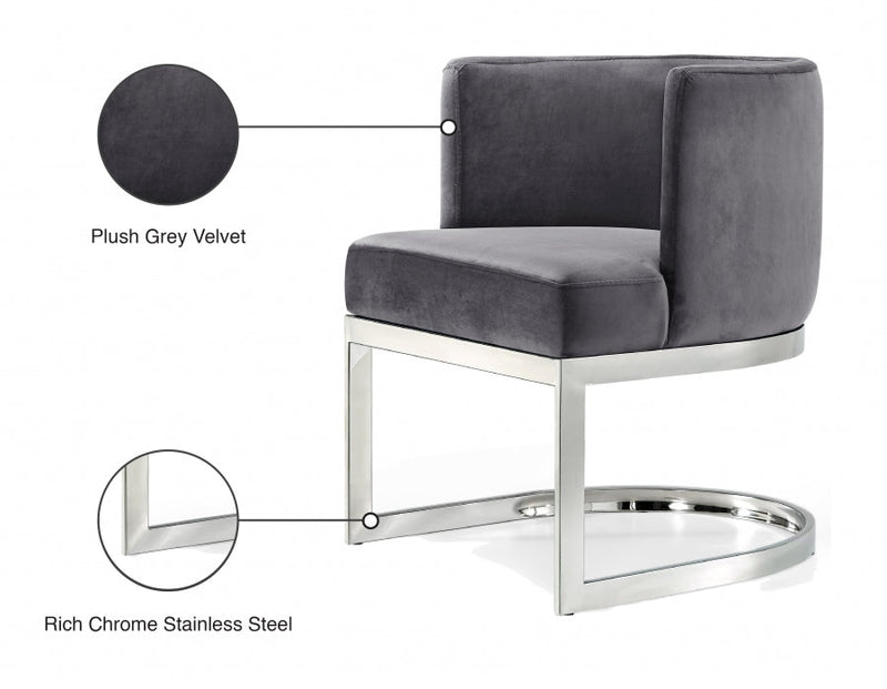 Gianna Velvet Upholstered Dining Chair in Grey - 734Grey-C