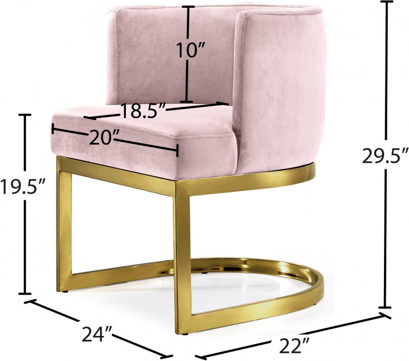 Gianna Velvet Upholstered Dining Chair in Pink - 718Pink-C