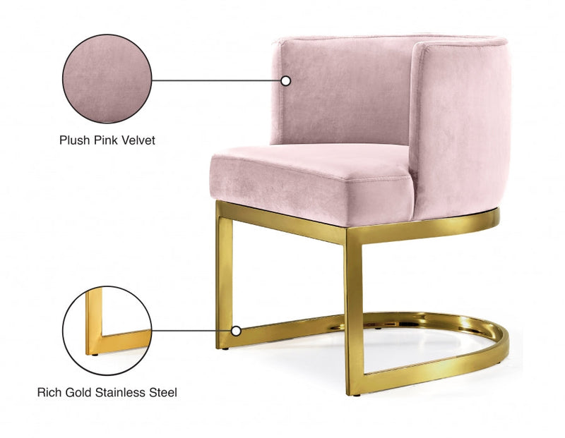 Gianna Velvet Upholstered Dining Chair in Pink - 718Pink-C