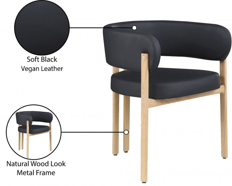 Gideon Vegan Leather Upholstered Dining Chair in Black, Set of 2 - 982Black-C