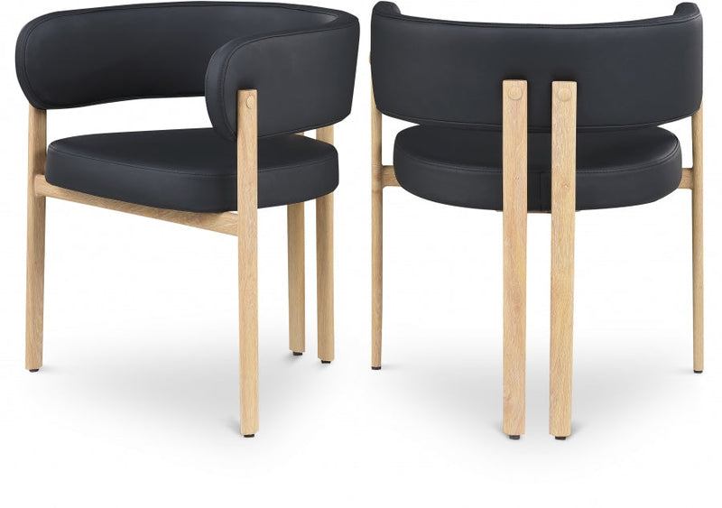 Gideon Vegan Leather Upholstered Dining Chair in Black, Set of 2 - 982Black-C