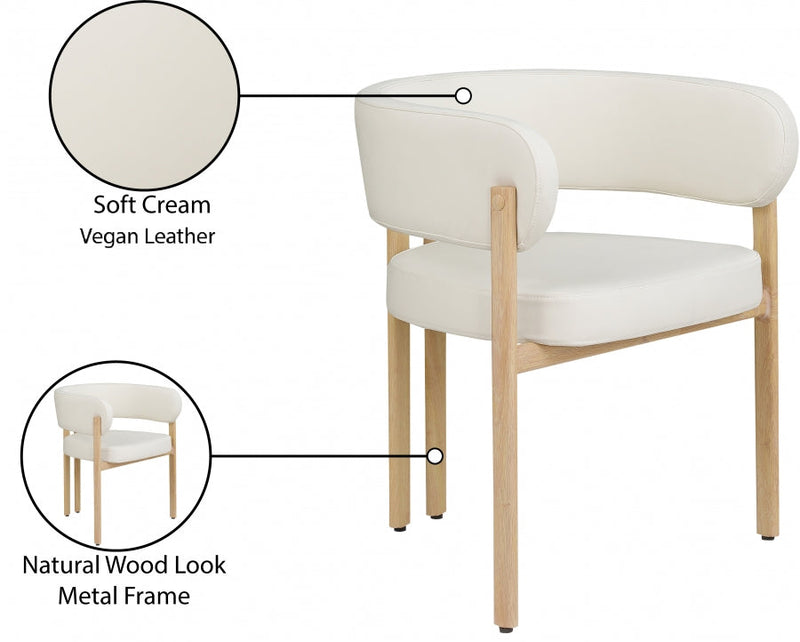 Gideon Vegan Leather Upholstered Dining Chair in Cream, Set of 2 - 982Cream-C