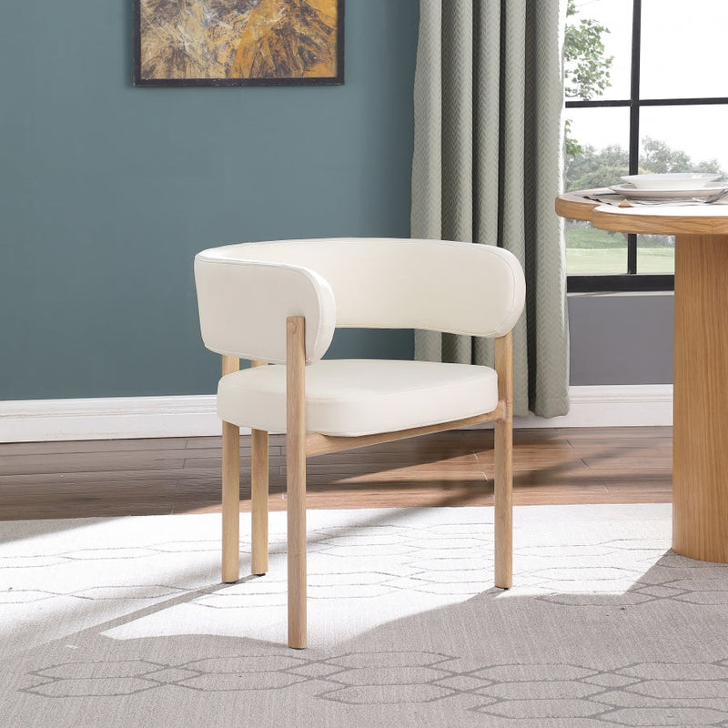 Gideon Vegan Leather Upholstered Dining Chair in Cream, Set of 2 - 982Cream-C